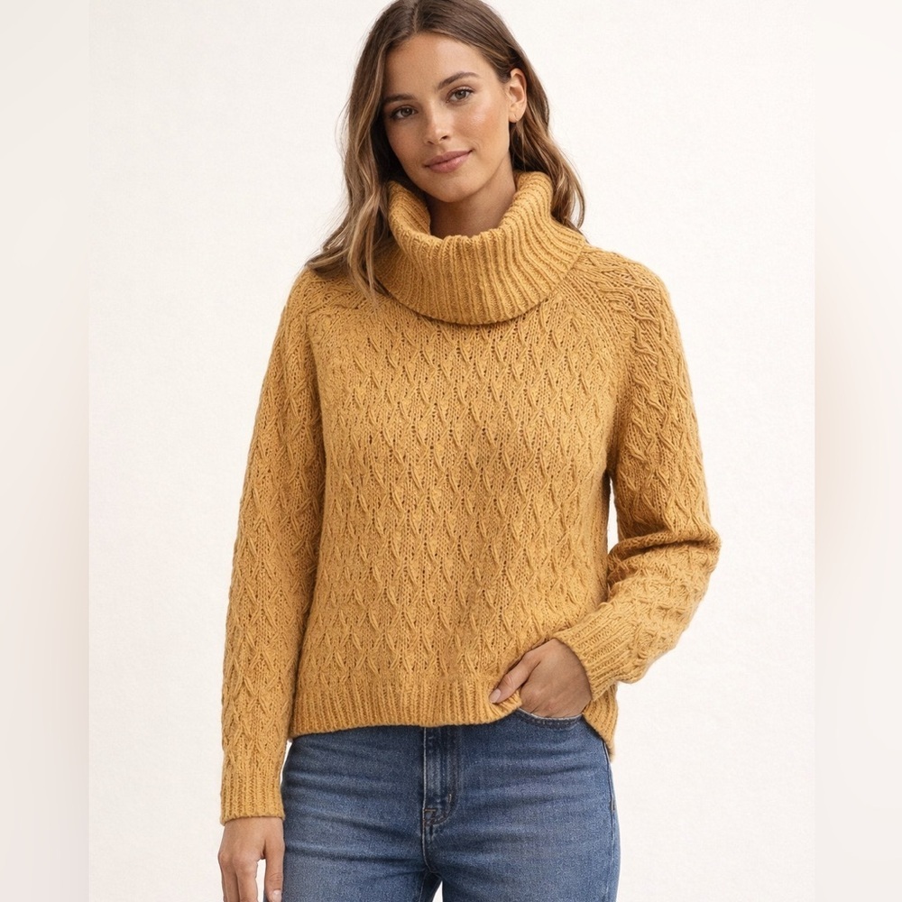 Moon & Madison mustard chenille turtleneck sweater